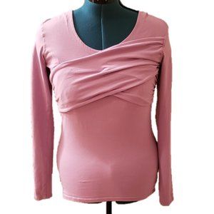 ATHLETA Pink/Purple Organic Cotton Long Sleeve Top (Size Small)